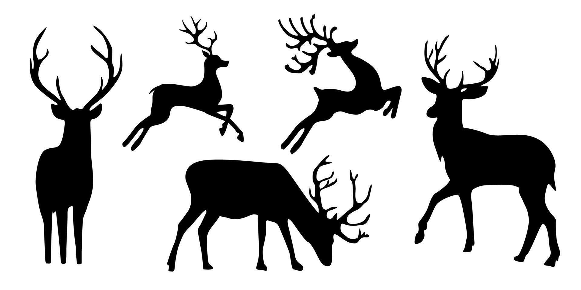 christmas reindeer silhouettes. Black silhouette vector