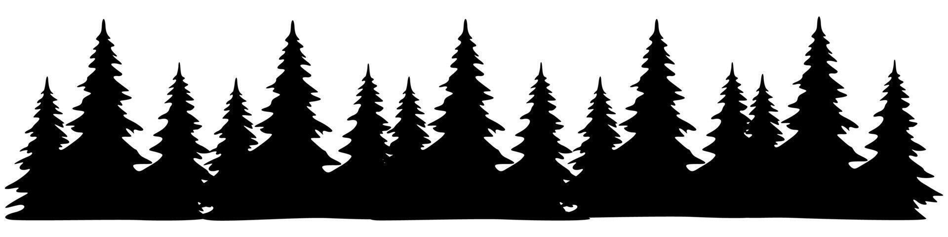 Christmas forest Winter background. Pine trees forest landscape vector