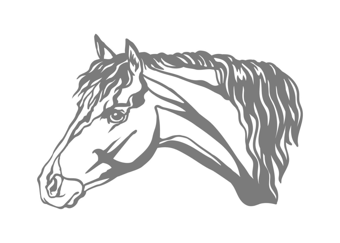 Horse portrait illustration stencil template illustration vector