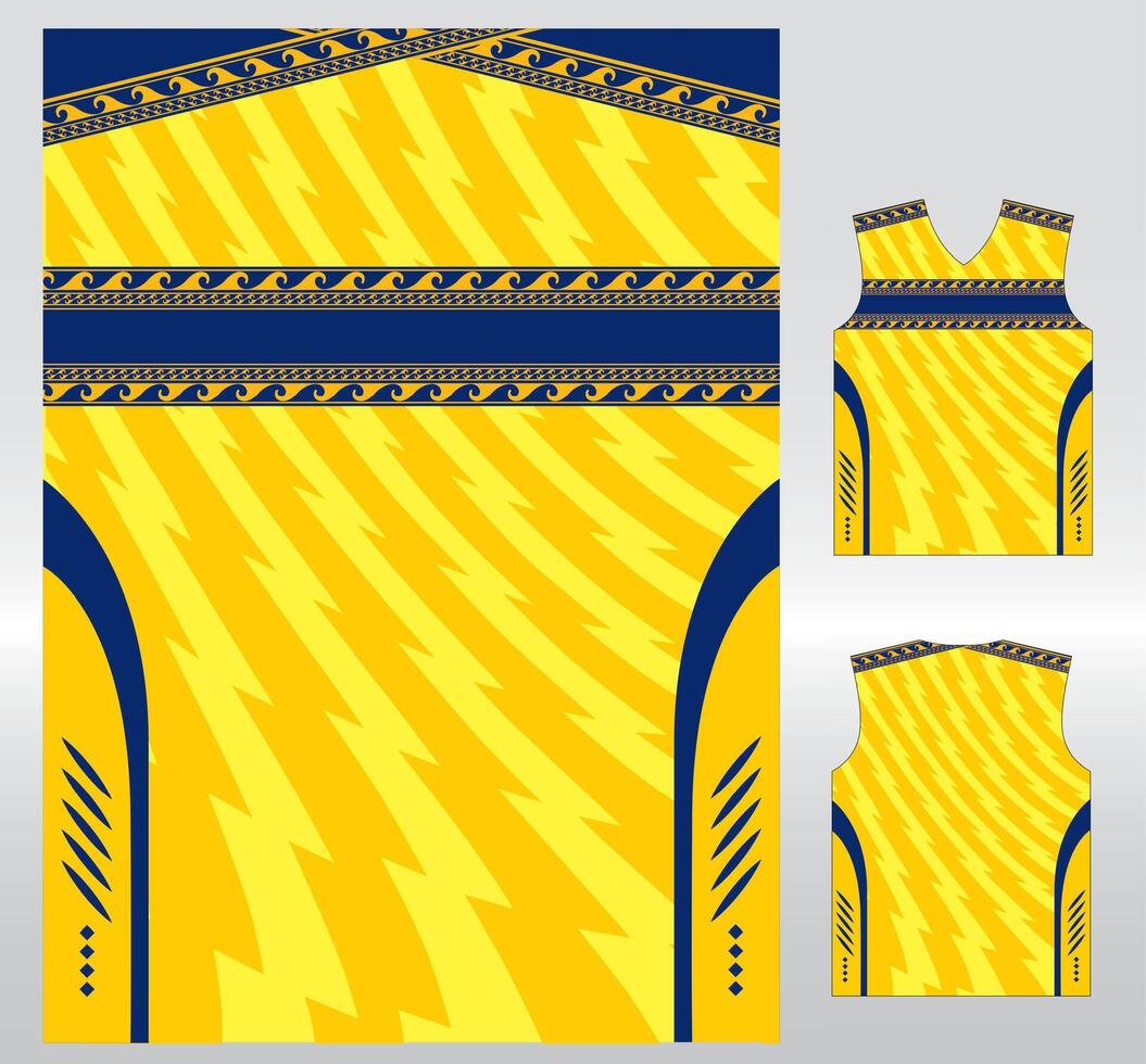 Pattern sports shirt background image.spiral lightning yellow blue water wave blocks pattern design, illustration, textile background for sports t-shirt, football jersey shirt vector