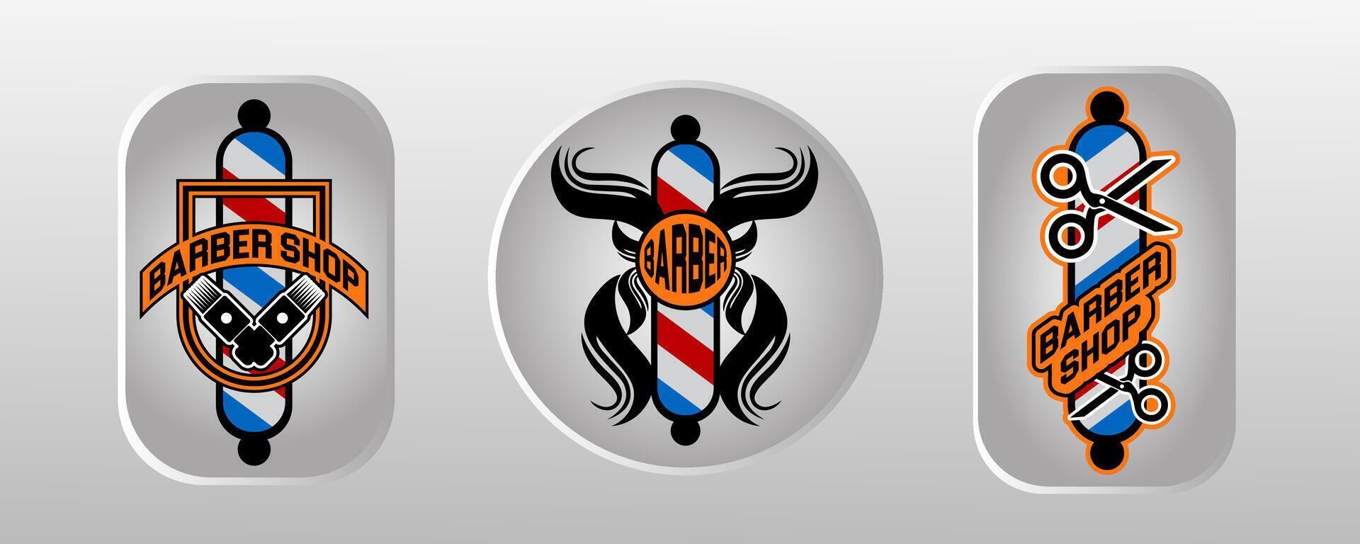 barber shop logo design for advertising plank vector