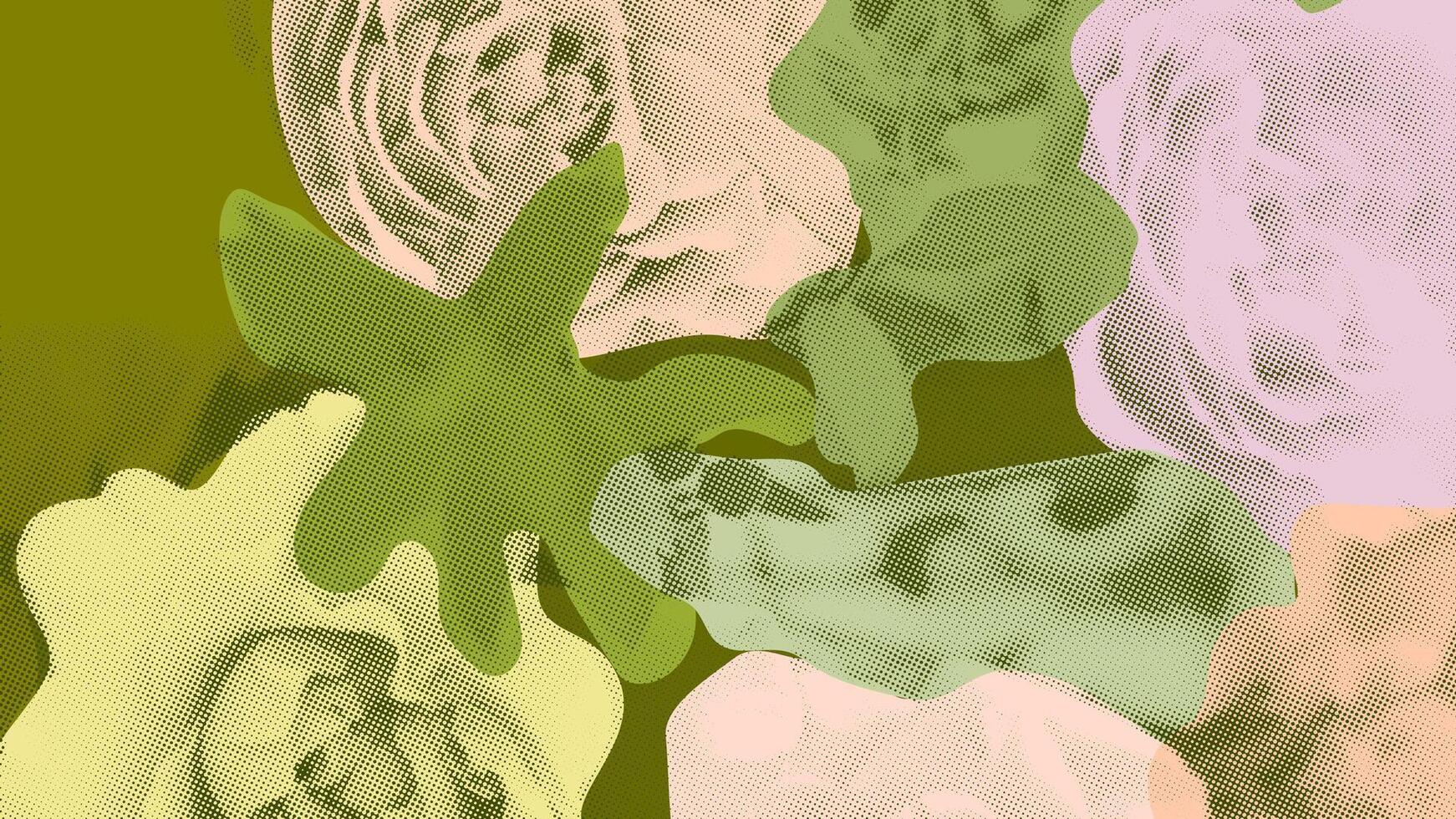 abstract halftone colorful boho rose flower background vector