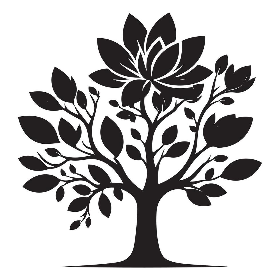 Beautiful Flower Tree Silhouette Style vector