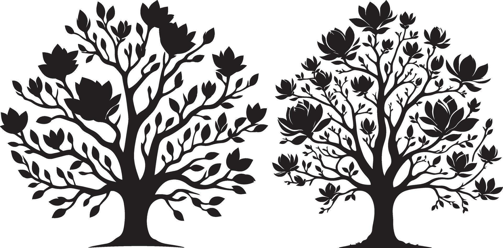 Silhouette Flower Tree Art Design vector