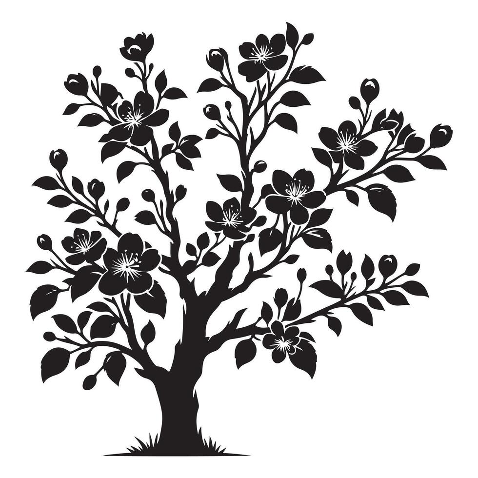 Minimalist Silhouette Tree Flower Decor vector