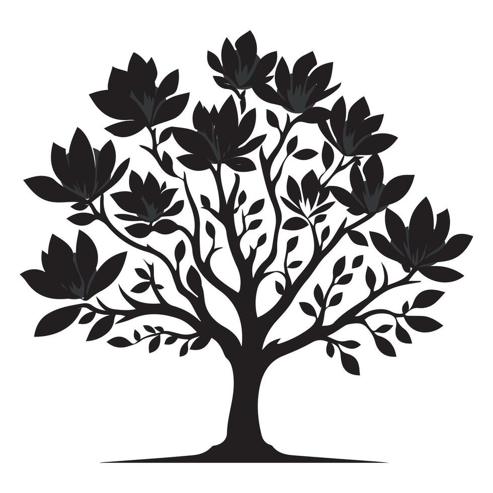 Nature's Silhouette Flower Tree Artwork vector