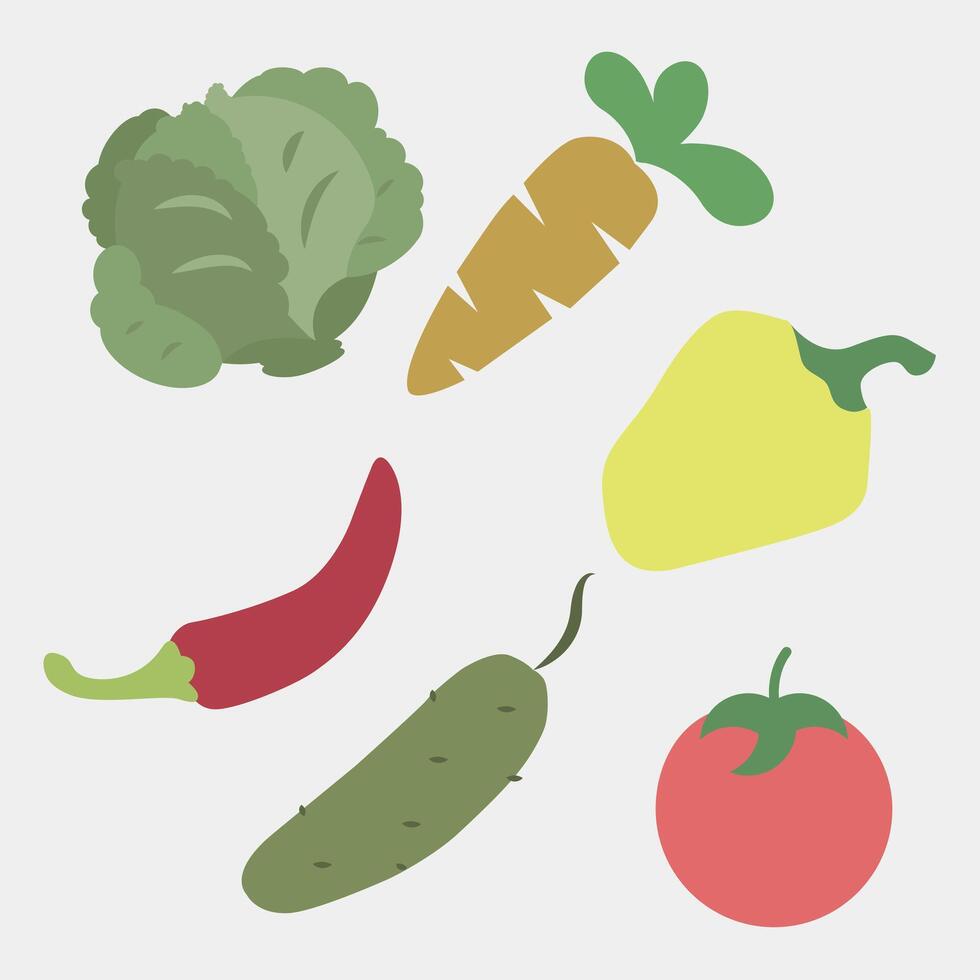 Vegetables for different tastes. Colored icons. Color vegetable set illustration. vector