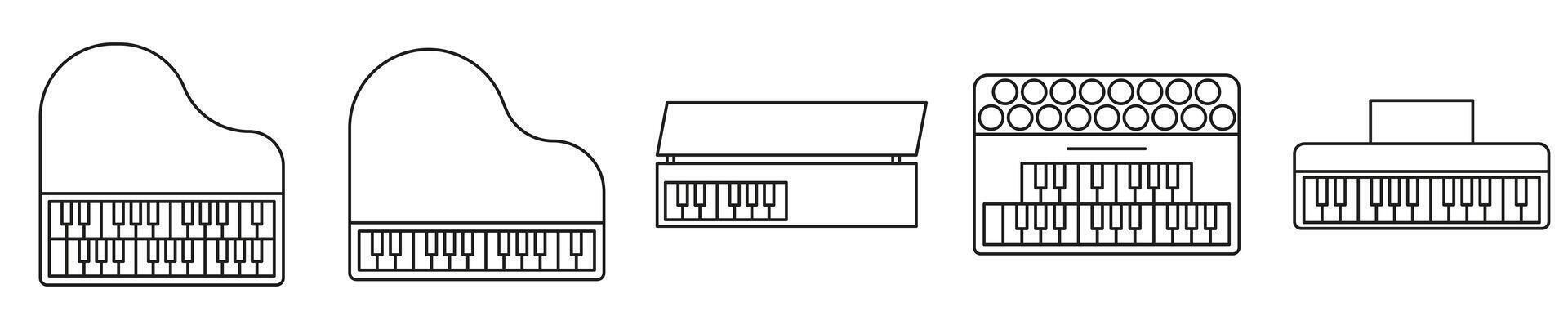 Set of keyboard musical instruments. Keyboard instruments thin line. vector