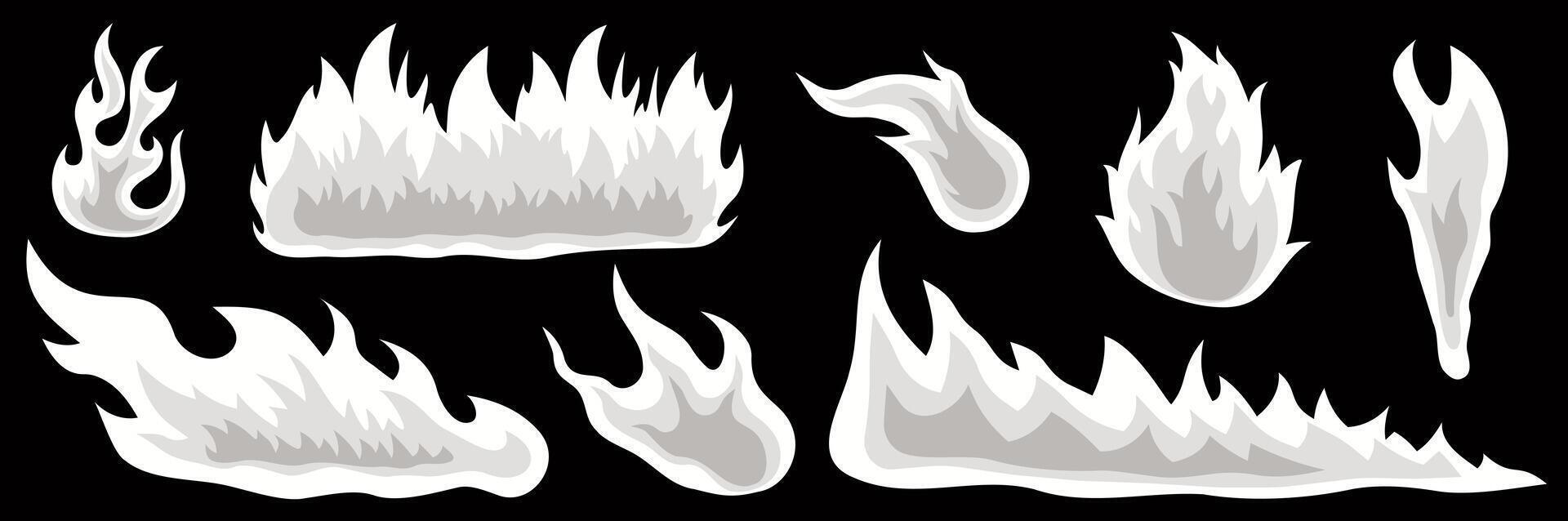 Bright fire for the background. Types of fire. Small and big fire. Fire and fireball. vector