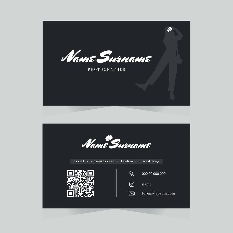 Photographer business card template, photos, photos, presentation. Logo, logotype, identity, brand, branding, company, stationery. vector