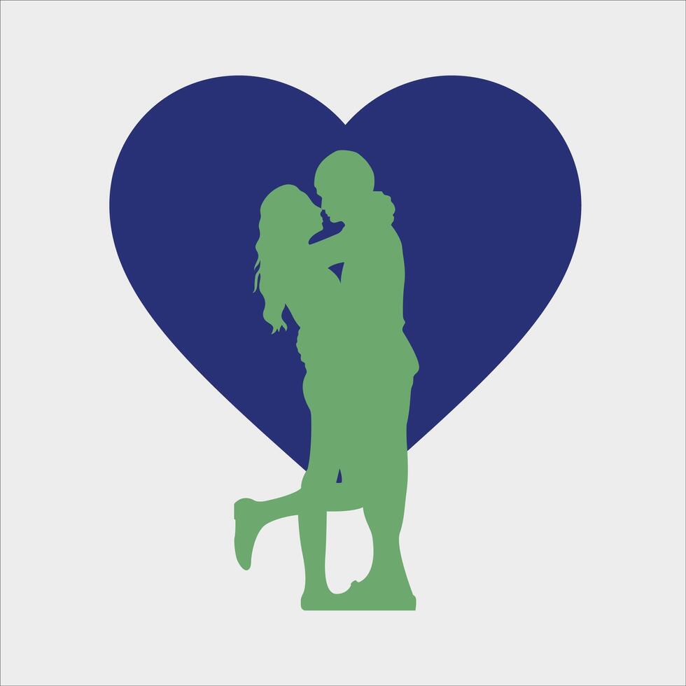 Couple silhouette with heart vector