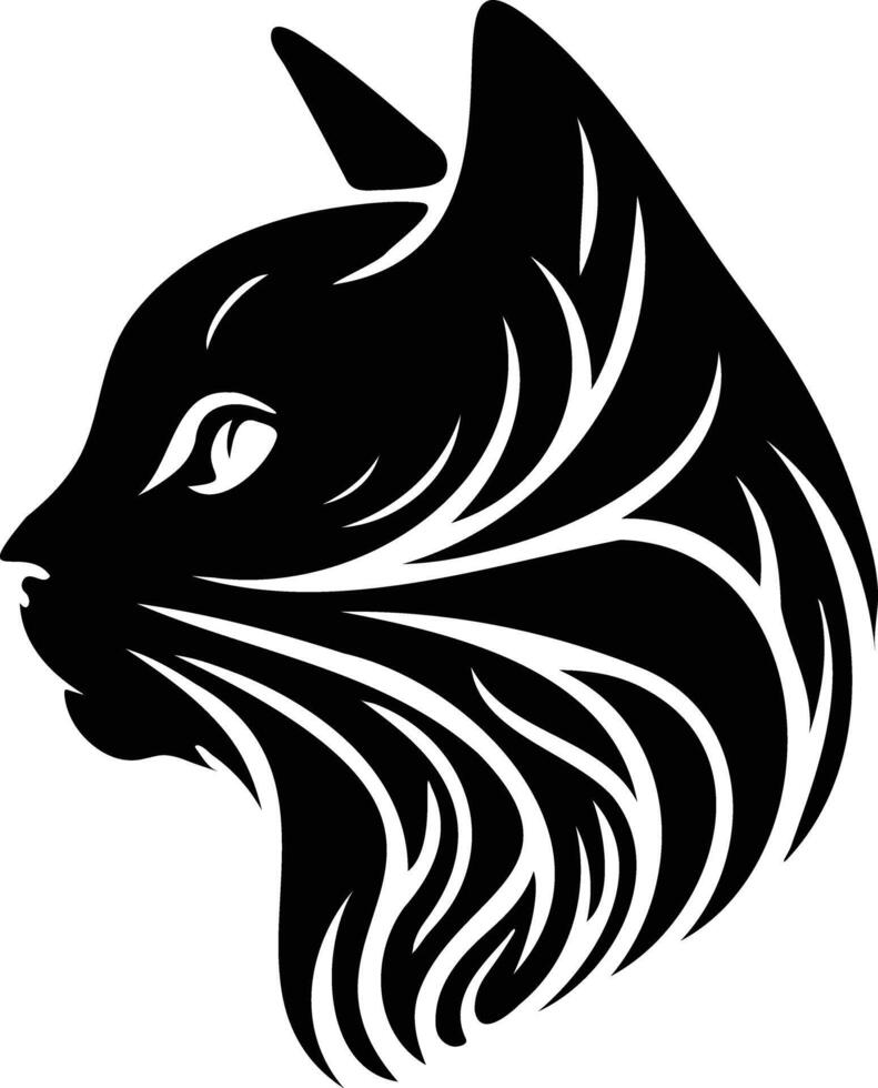A black cat head with a long tail vector