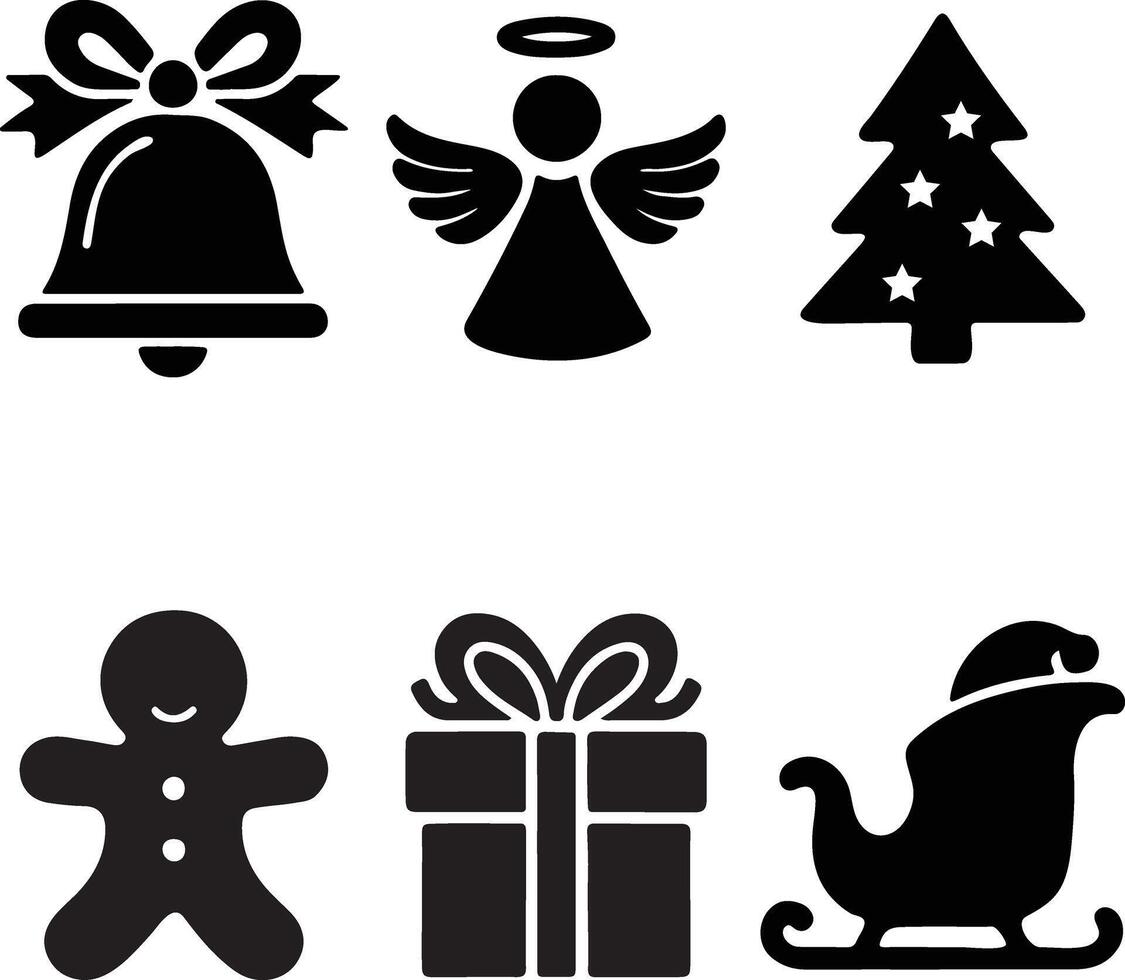 Christmas Icon Elements Silhouette Design vector