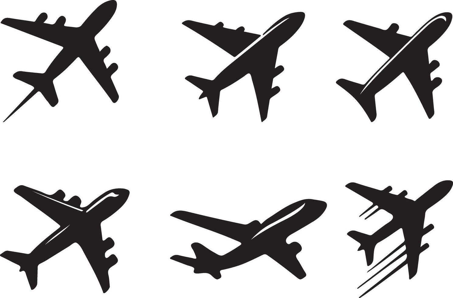 Airplane Silhouette Design Set - Icon Collection on White Background vector