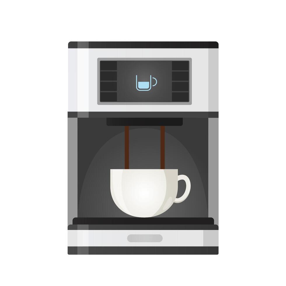 illustration with coffee machine and cup of hot drinks isolated on white background vector