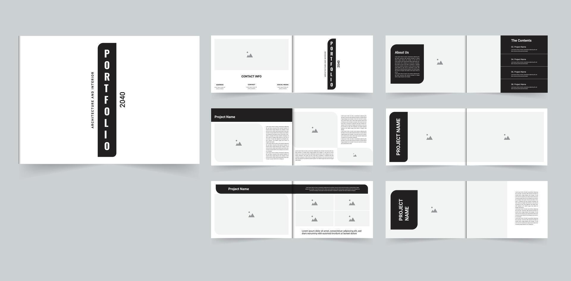 Landscape portfolio brochure design Architecture portfolio layout or interior portfolio template vector