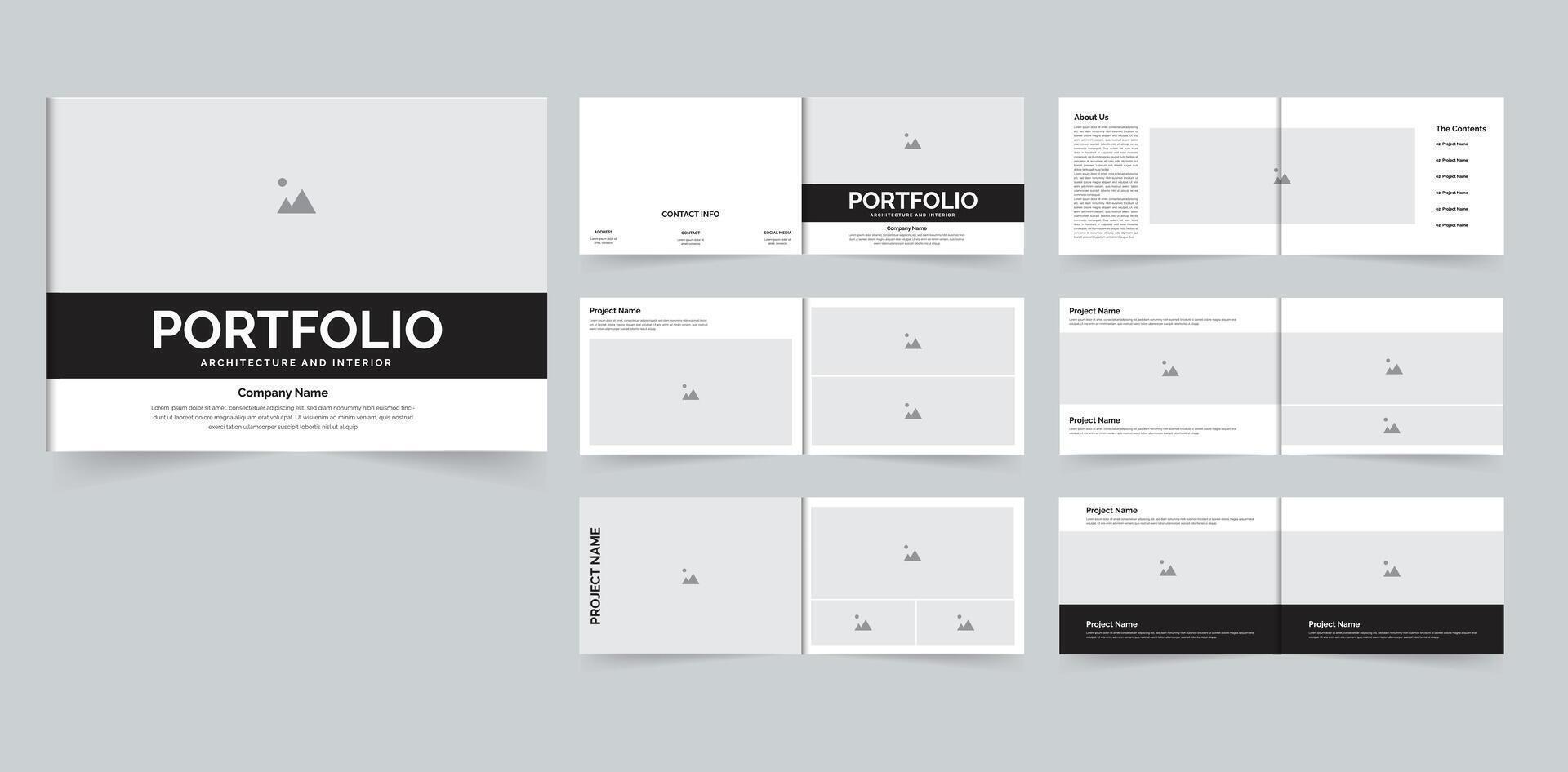 Architecture portfolio or landscape portfolio brochure design with creative layout vector