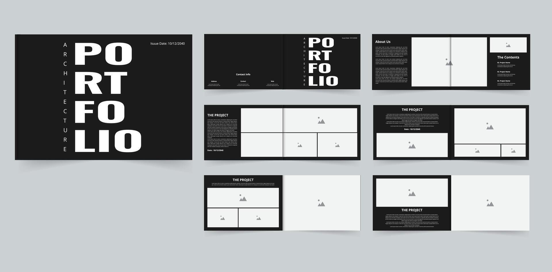Architecture portfolio book design or interior portfolio layout design template vector
