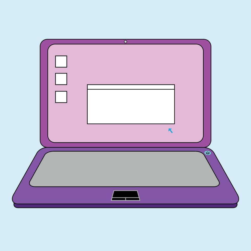 A laptop with icons and program on screen, a laptop for employee and student, suitable for educational content and social media post and signs and tags and icons, also good for banners and posters vector