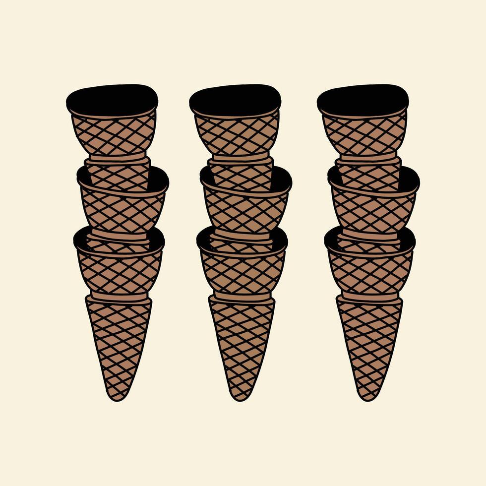 hand drawn cute ice cream cone illustration vector