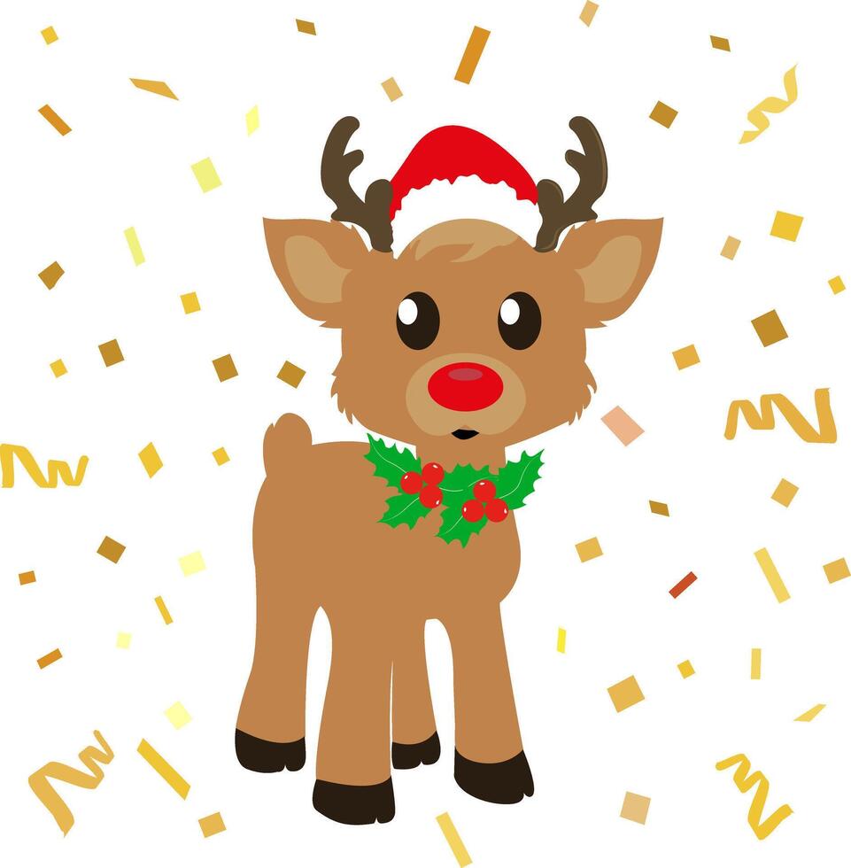 Cute reindeer. Charming and friendly baby reindeer that is associated with warmth and care. A fairy tale character. A symbol of Christmas, coziness and joy. Little reindeer. vector