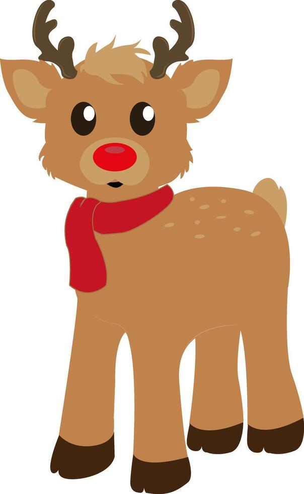 Little reindeer. Cute reindeer. Charming and friendly baby reindeer that is associated with warmth and care. A fairy tale character. A symbol Christmas, coziness and joy. Festive design. vector