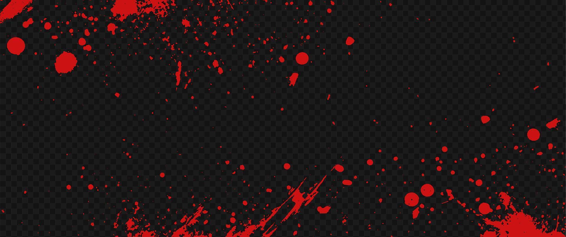 blood splatter texture with red ink drops and drips. Grunge border featuring stains and splashes for a horror background at the transparent bg as a . vector