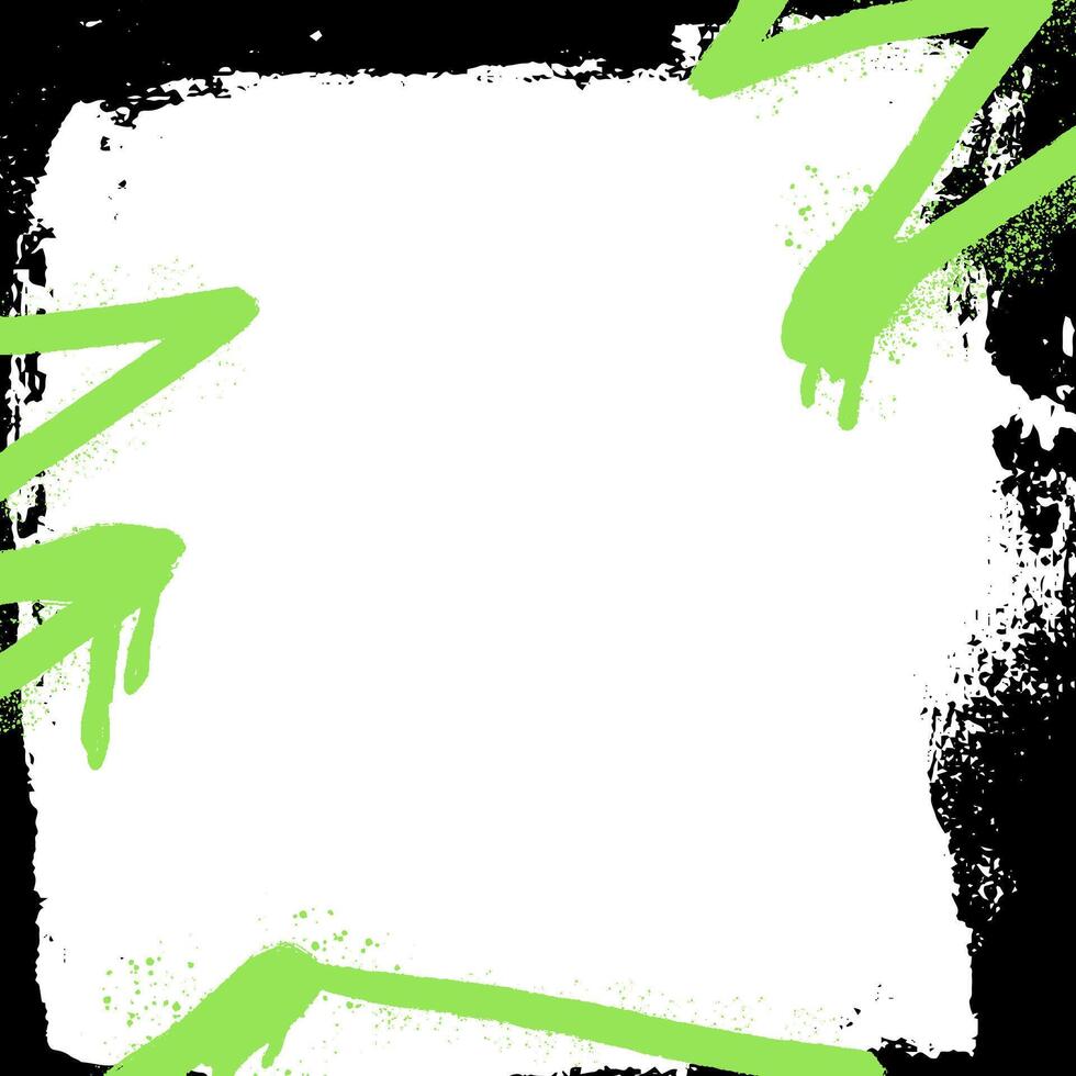 graffiti frame with spray paint and rough black brush strokes. Distressed paper background. vector