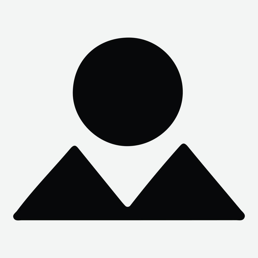 Mountain Sun Silhouette. Sunset Icon. Mountain Sunset Black Icon. vector