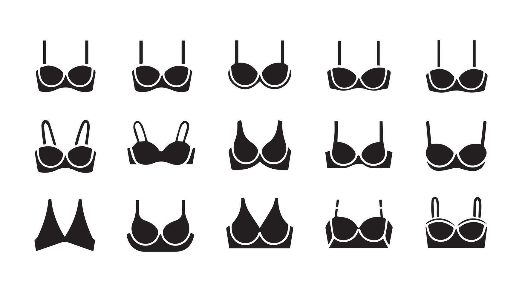 a collection of black Underwear Bra with a white background vector