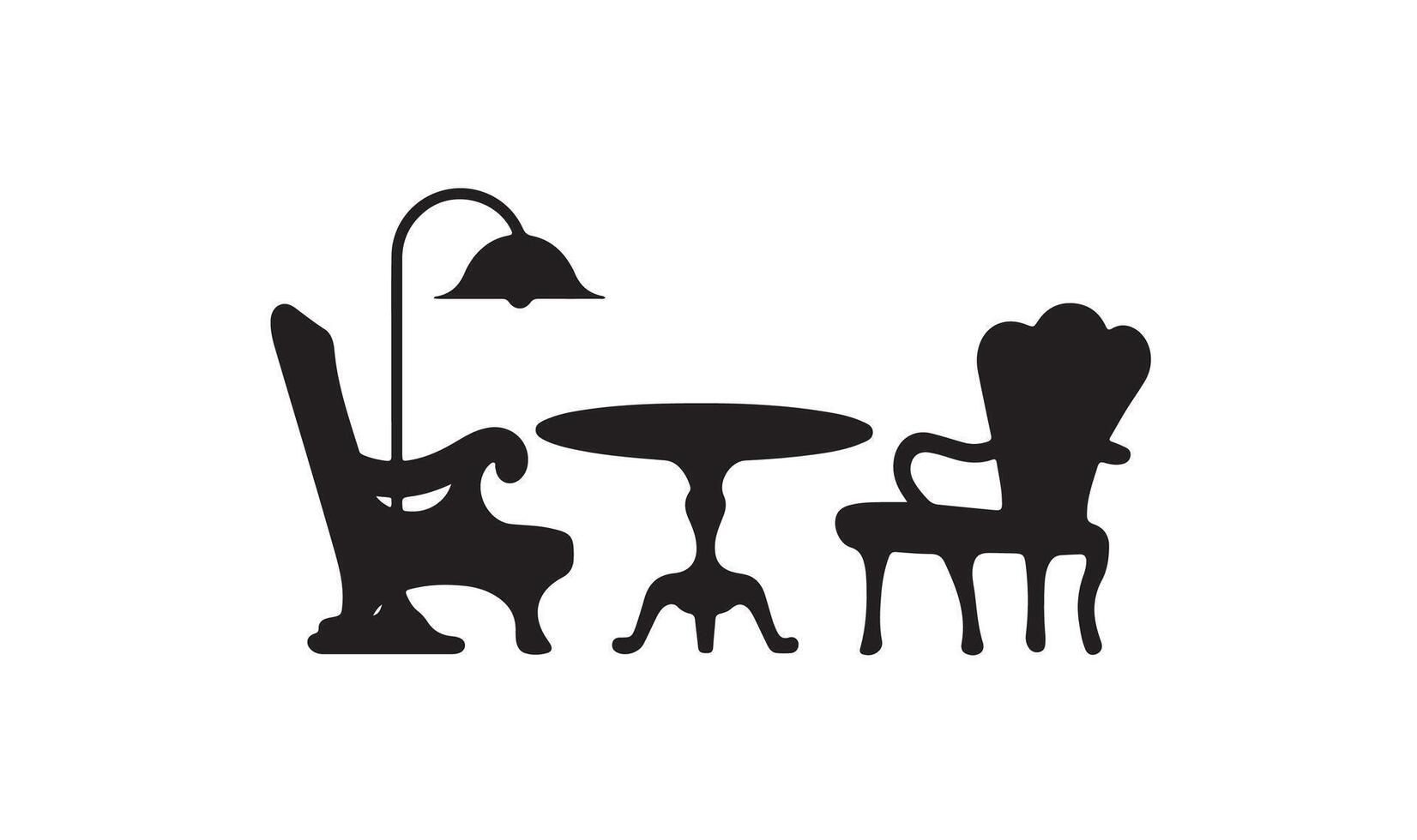 A set black and white silhouette Furniture collection isolated on a white background. vector