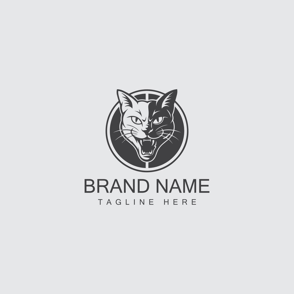 Cat logo design with template vector
