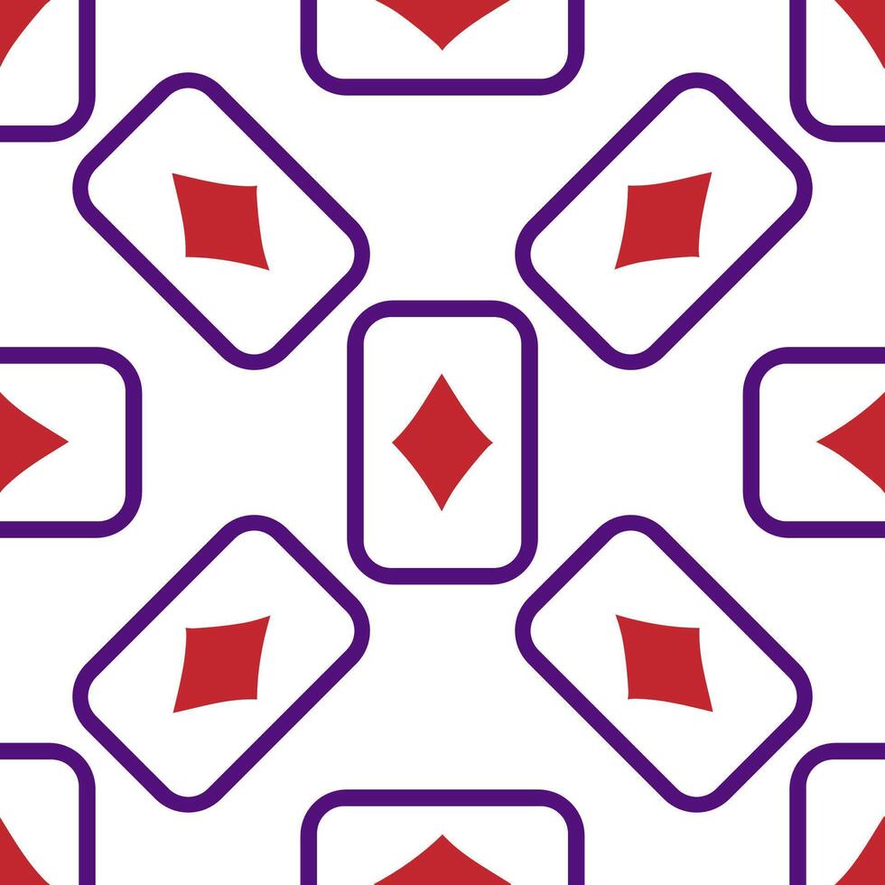 Purple falling playing cards seamless pattern. Poker and Wonderland. vector