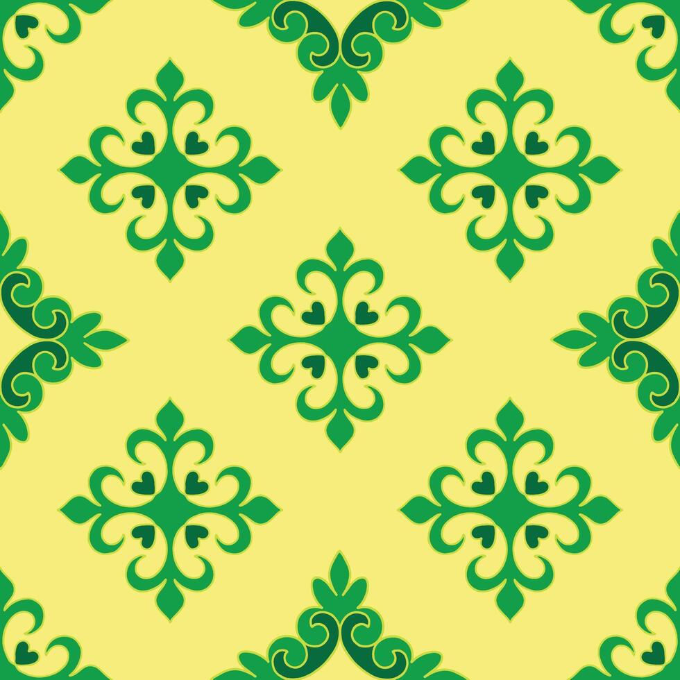 Tatar seamless pattern. Islamic tulip, floral geometry. Culture of the Tatar people, symbols of green and red. vector