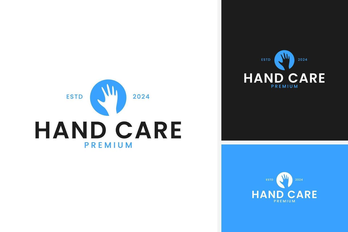 Circle with hand care logo design concept template illustration vector