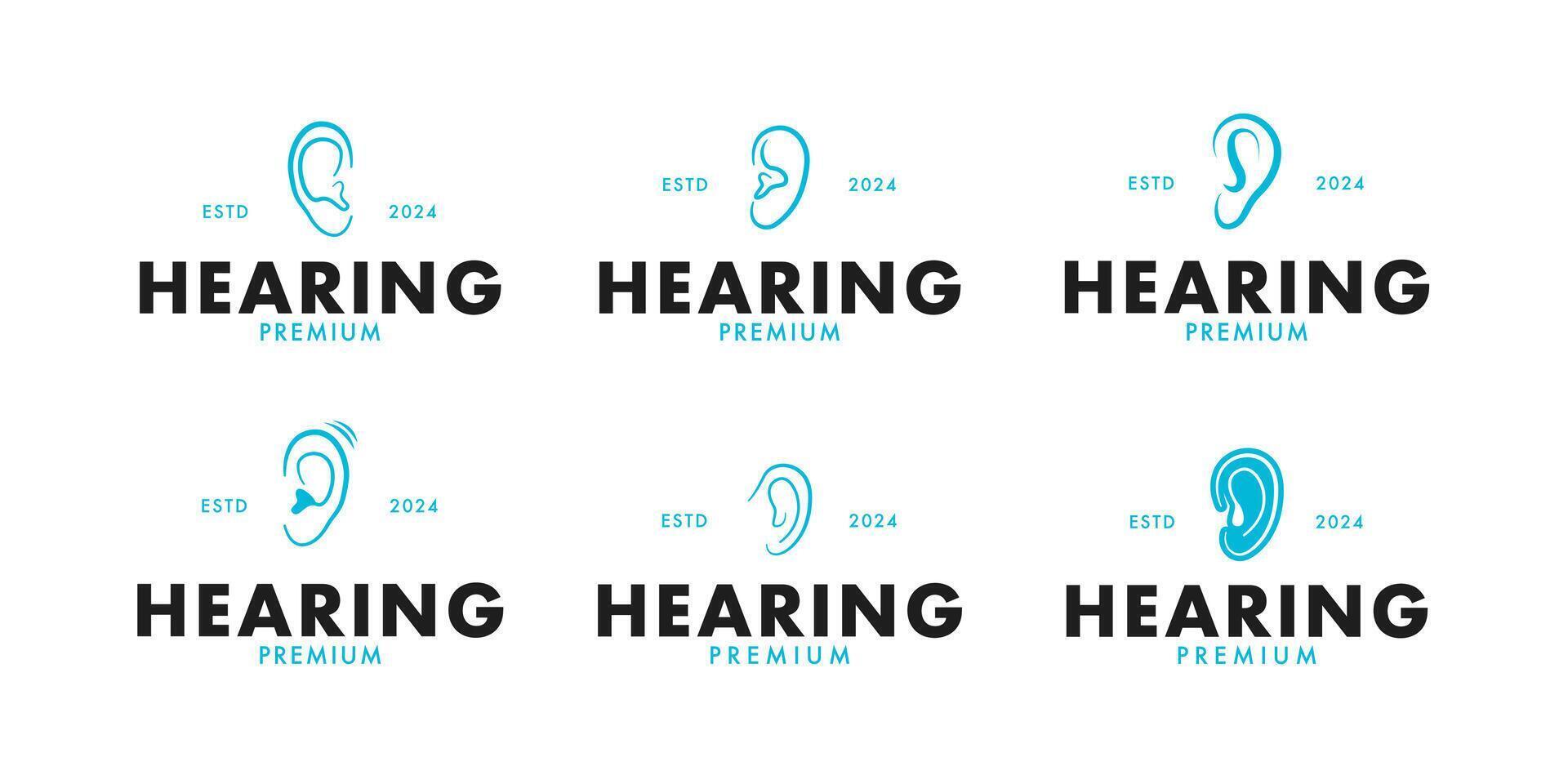 Set of ear hearing logo design concept template illustration vector