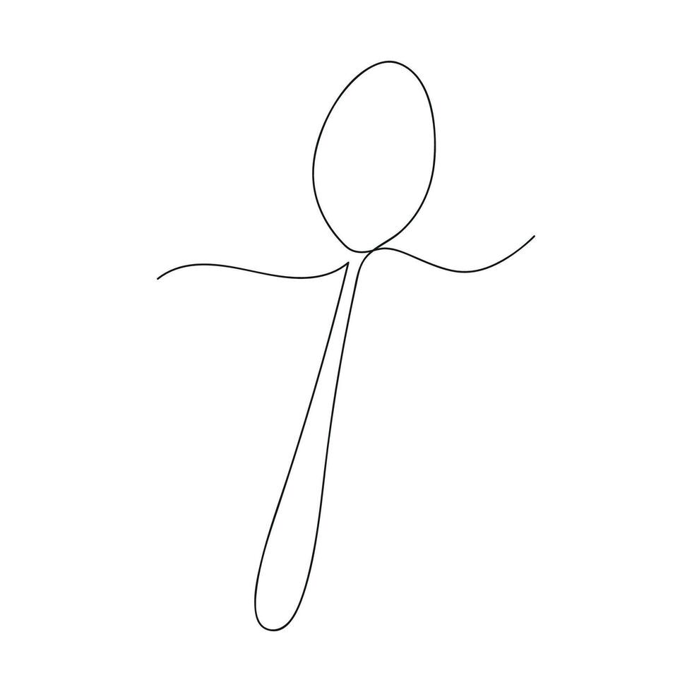 Spoon in one continuous line. One line drawing, minimalism. vector