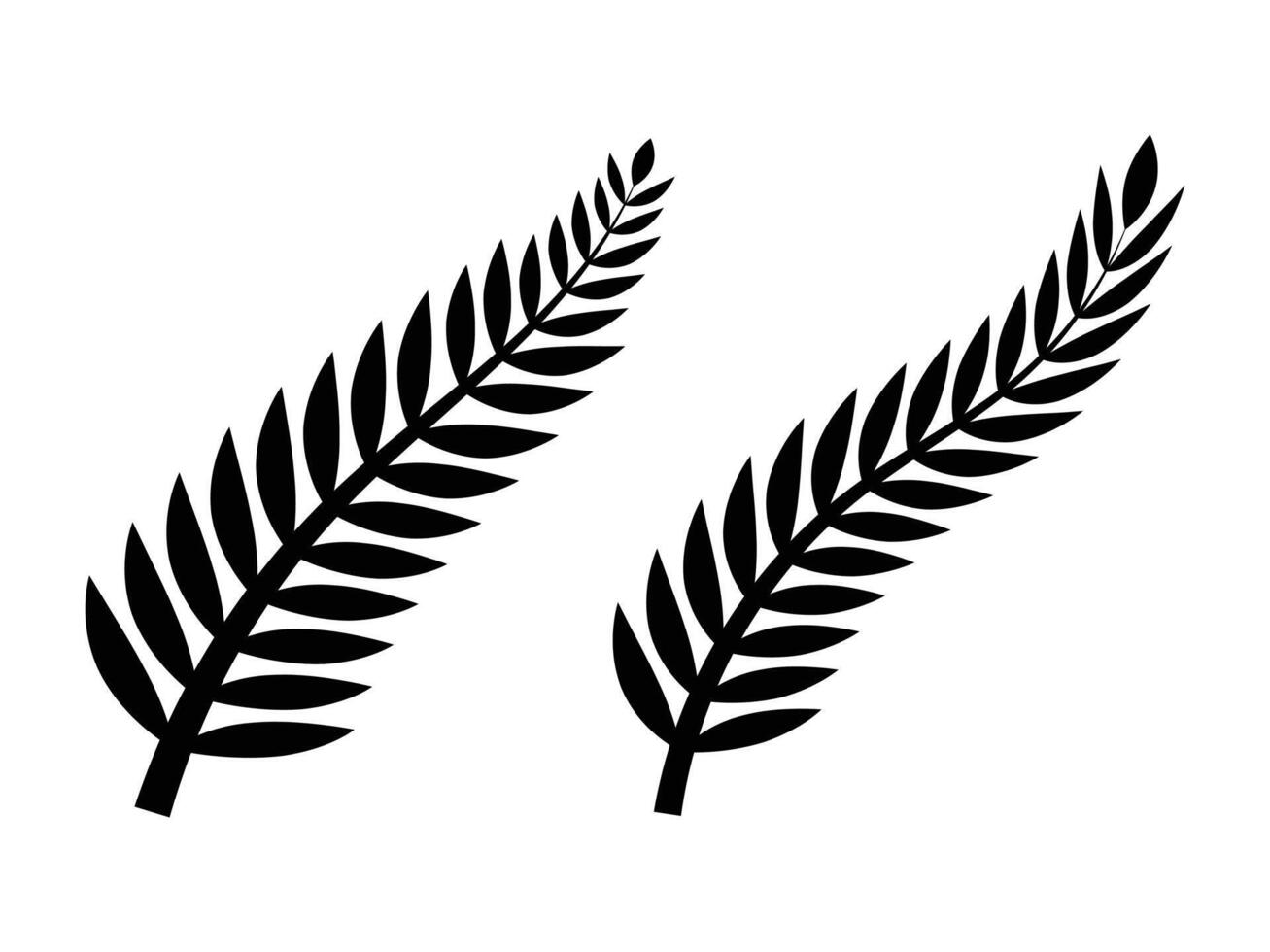 classic new Zealand silver fern icon emblem black set. Fern glyph icon. Simple solid style. Leaf, logo, nz, kiwi, Maori, silhouette, bird, sign, new Zealand symbol concept design. vector