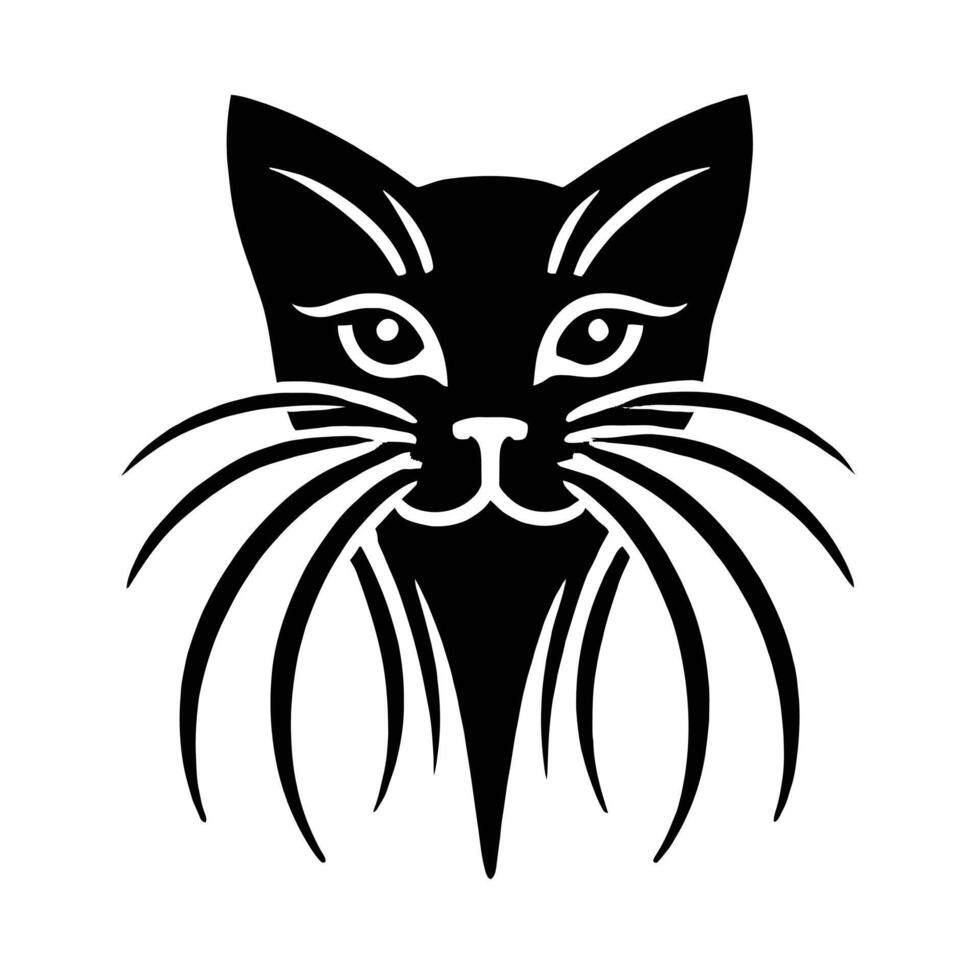 A black cat head with long hair on a white background vector
