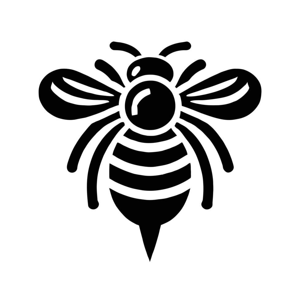 A black and white bee logo on a white background vector