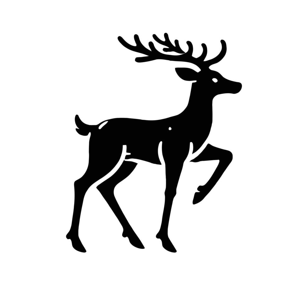 A black and white silhouette of a deer vector