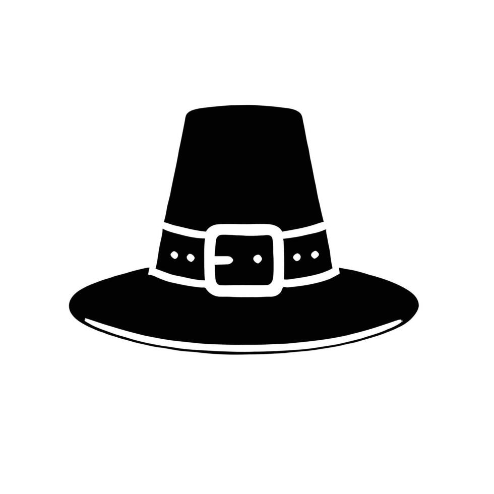 A black and white illustration of a pilgrim hat vector