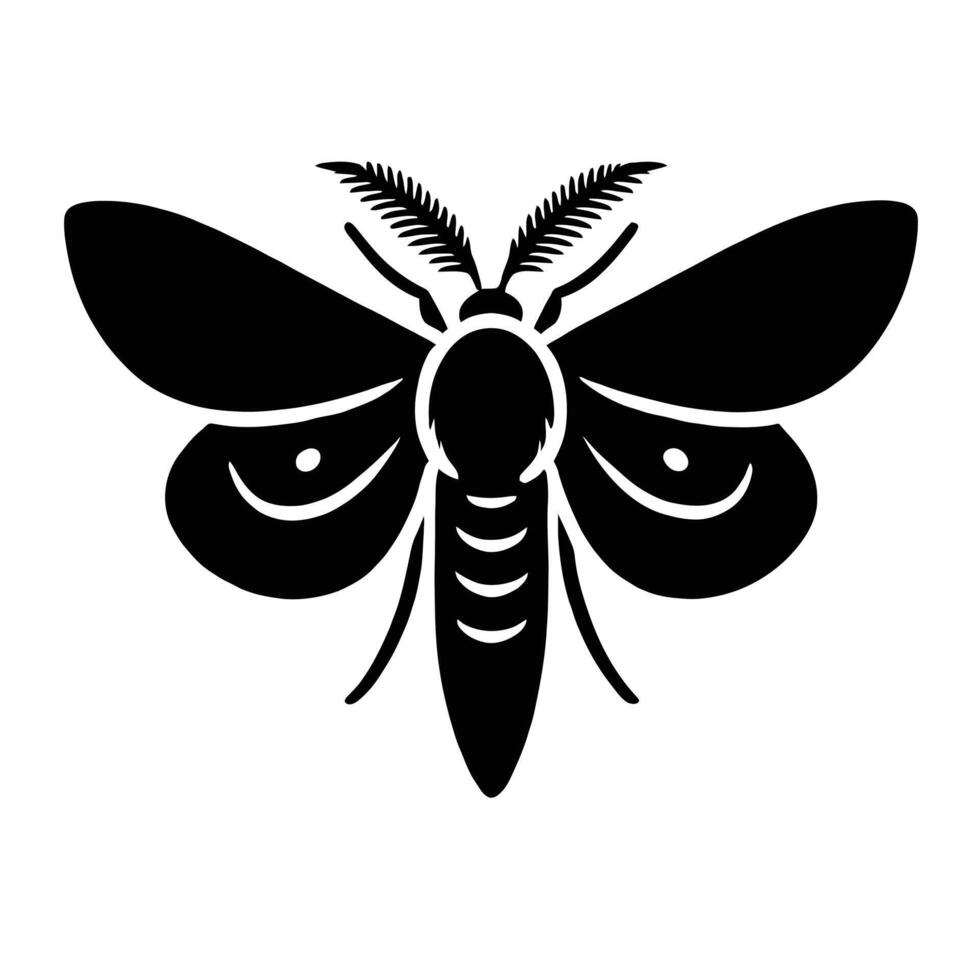 A black and white silhouette of a moth vector