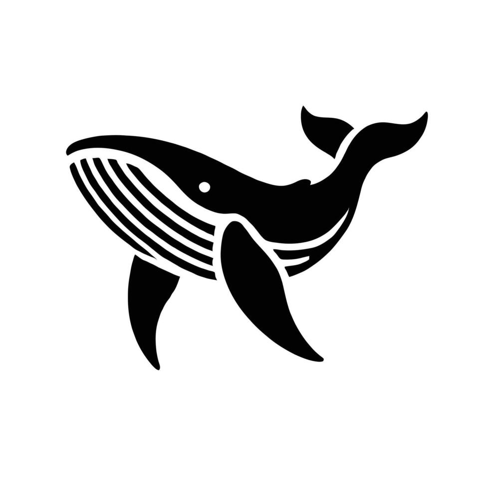 A black and white whale logo on a white background vector