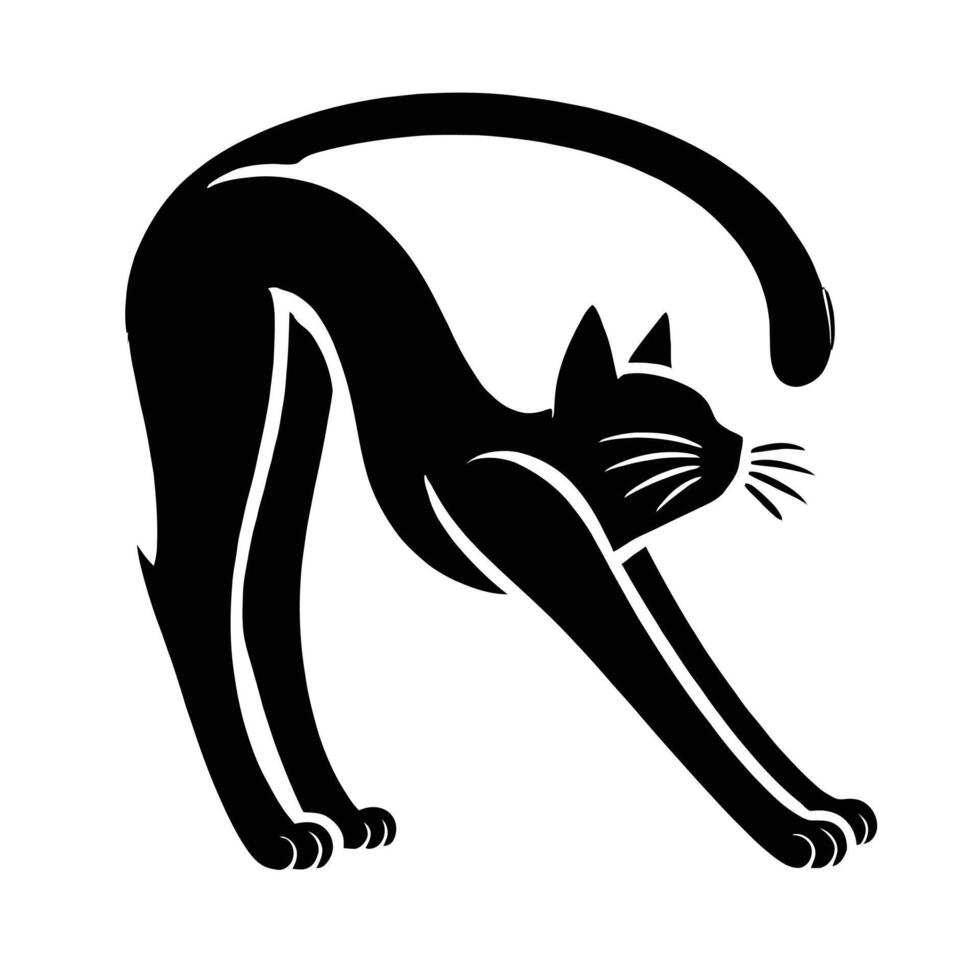 A black cat is standing on its hind legs vector