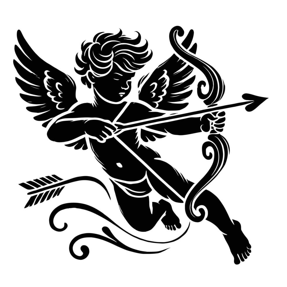 Cupid with bow and arrow vector