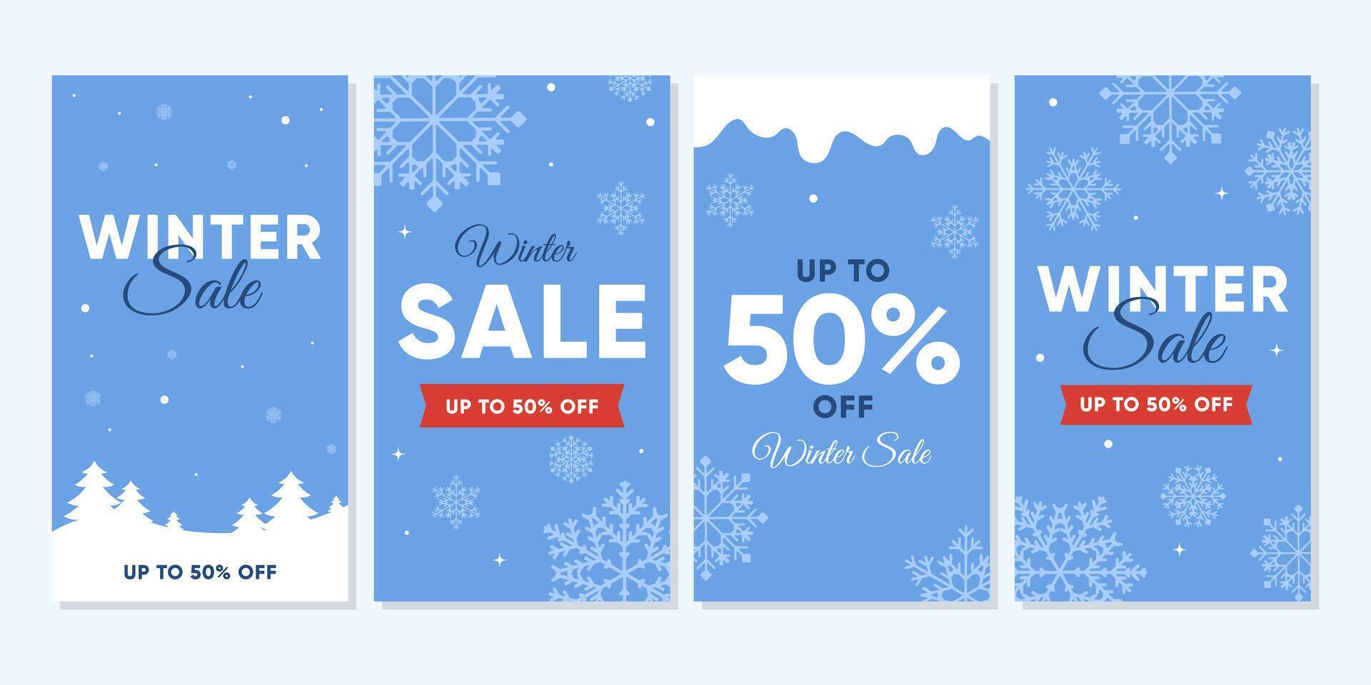 Vertical banner templates featuring snowflakes and snowfall. illustration for winter themed designs, holiday promotions and festive event announcements vector