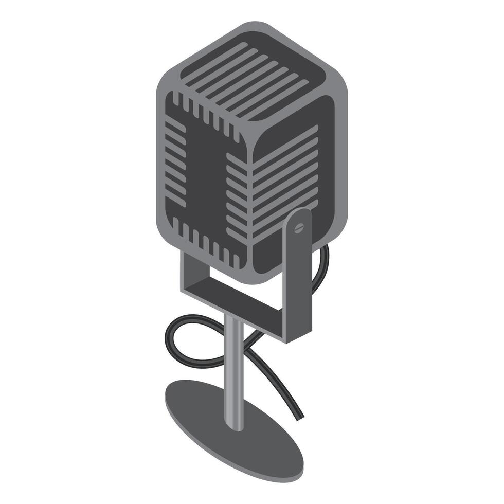 Isometric Retro Microphone Icon Isolated on White Background. vector