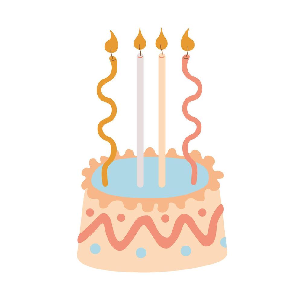 cake with thin candles in shape style vector