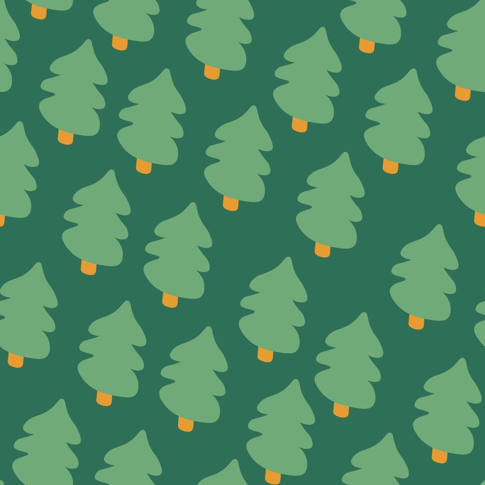 seamless pattern with green fir tree in shape doodle style vector
